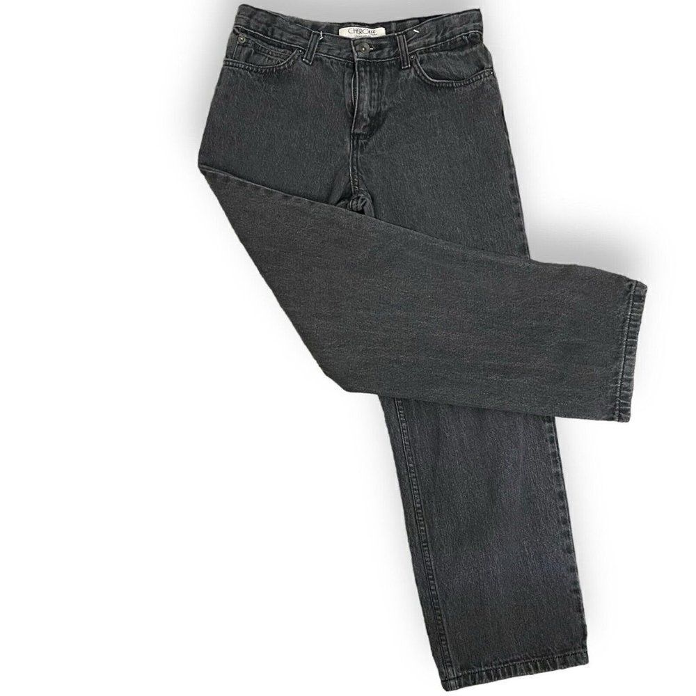 Cherokee Straight Fit Jeans Girls 12 Black Y2K Retro Dark Academia Pockets Zip
